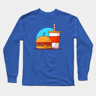 Burger And Soda Cartoon Vector Icon Illustration (12) Long Sleeve T-Shirt